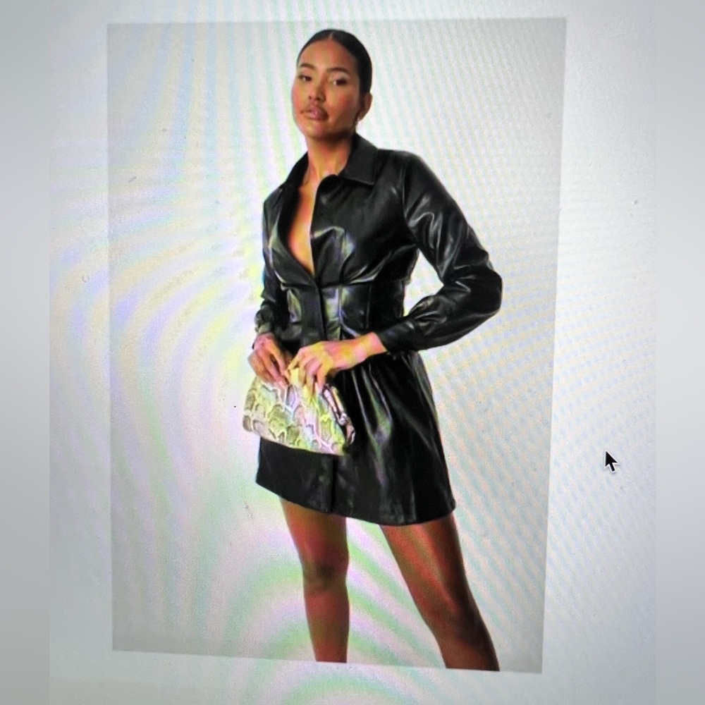 Missguided Black Faux Leather Corset Detail Shirt Dress